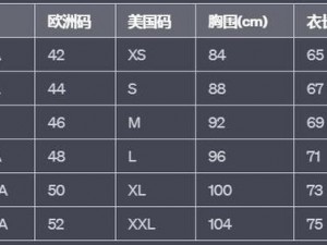 清晰对比：国产尺码和欧洲尺码表
